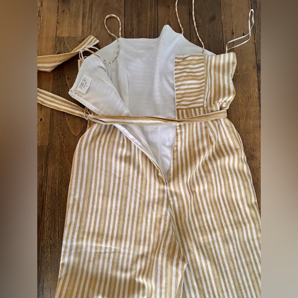 💖5 for $50💖SIENNA SKY Jumper spaghetti straps striped yellow and white Lined - Picture 12 of 12